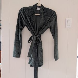 Urban Outfitters Velvet Robe in Deep Green